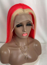 Customized pink highlight blonde Bob Lace Front Wig 13*4 Human Hair Wigs | Bridger Hair®