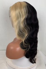 13*4 Lace Front Wig Body Wave Human Hair Wig Highlight #1B/side pick blonde | Bridger Hair®