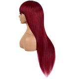 99J Burgundy Straight Wig with Bangs Affordable Machine Made Wigs| Bridger Hair